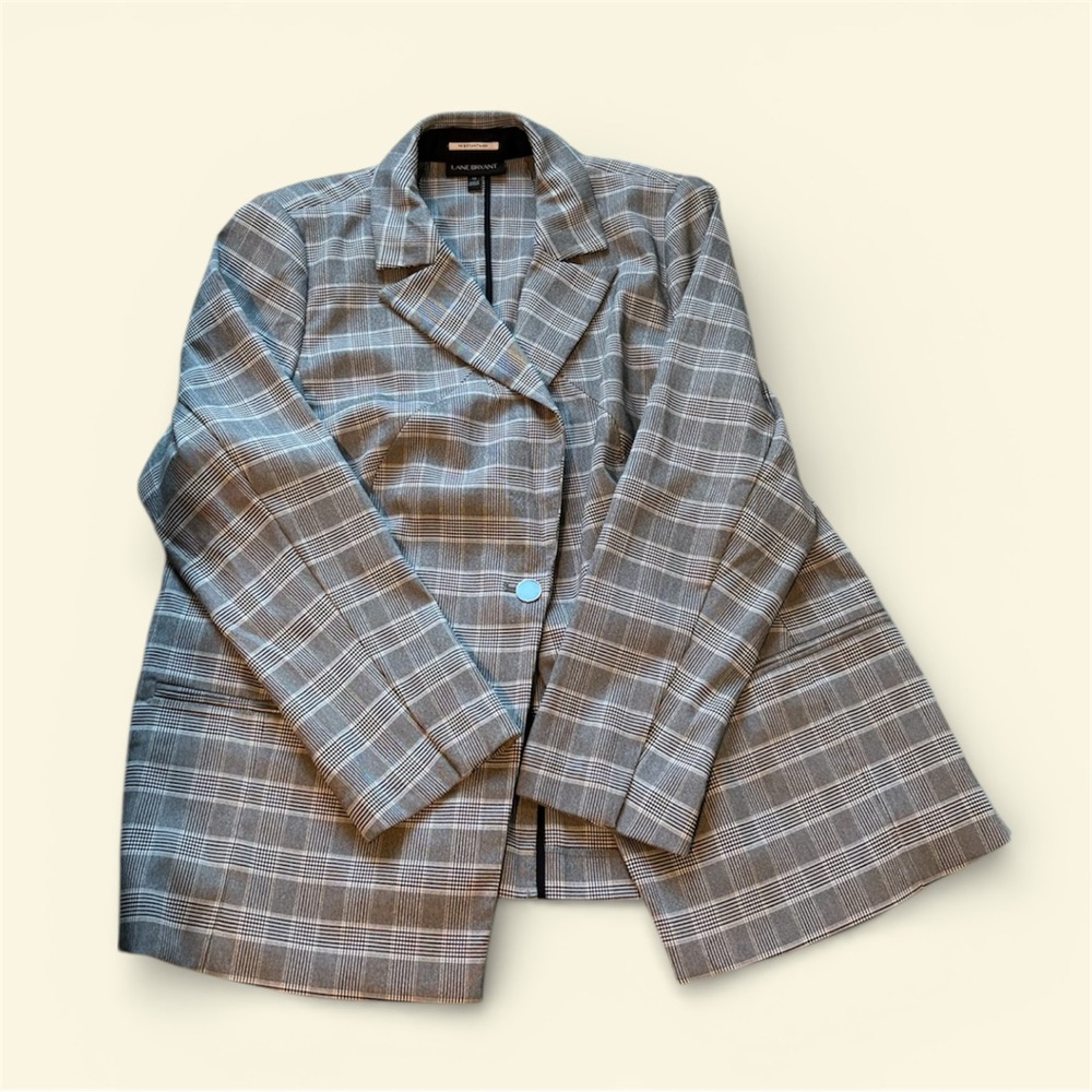 Gray Plaid Women's Blazer lane Bryant size 18 excellent condition